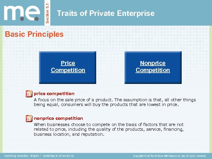 Section 5. 1 Traits of Private Enterprise Basic Principles Price Competition Nonprice Competition price