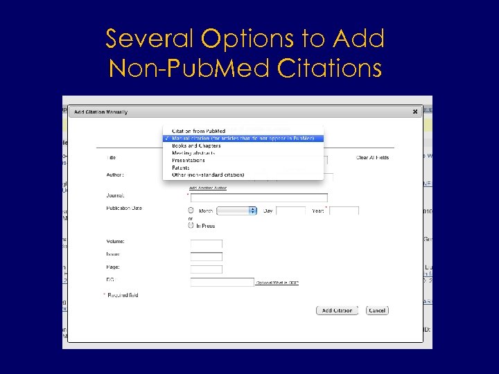 Several Options to Add Non-Pub. Med Citations 