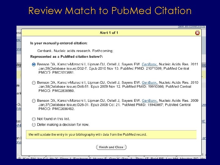 Review Match to Pub. Med Citation 