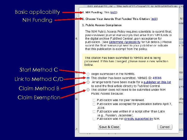 Basic applicability NIH Funding Start Method C Link to Method C/D Claim Method B