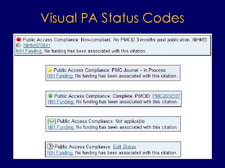 Visual PA Status Codes 