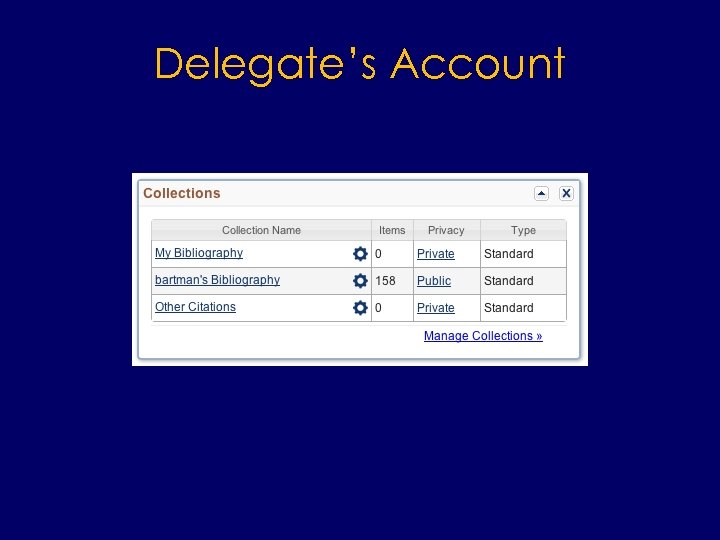 Delegate’s Account 