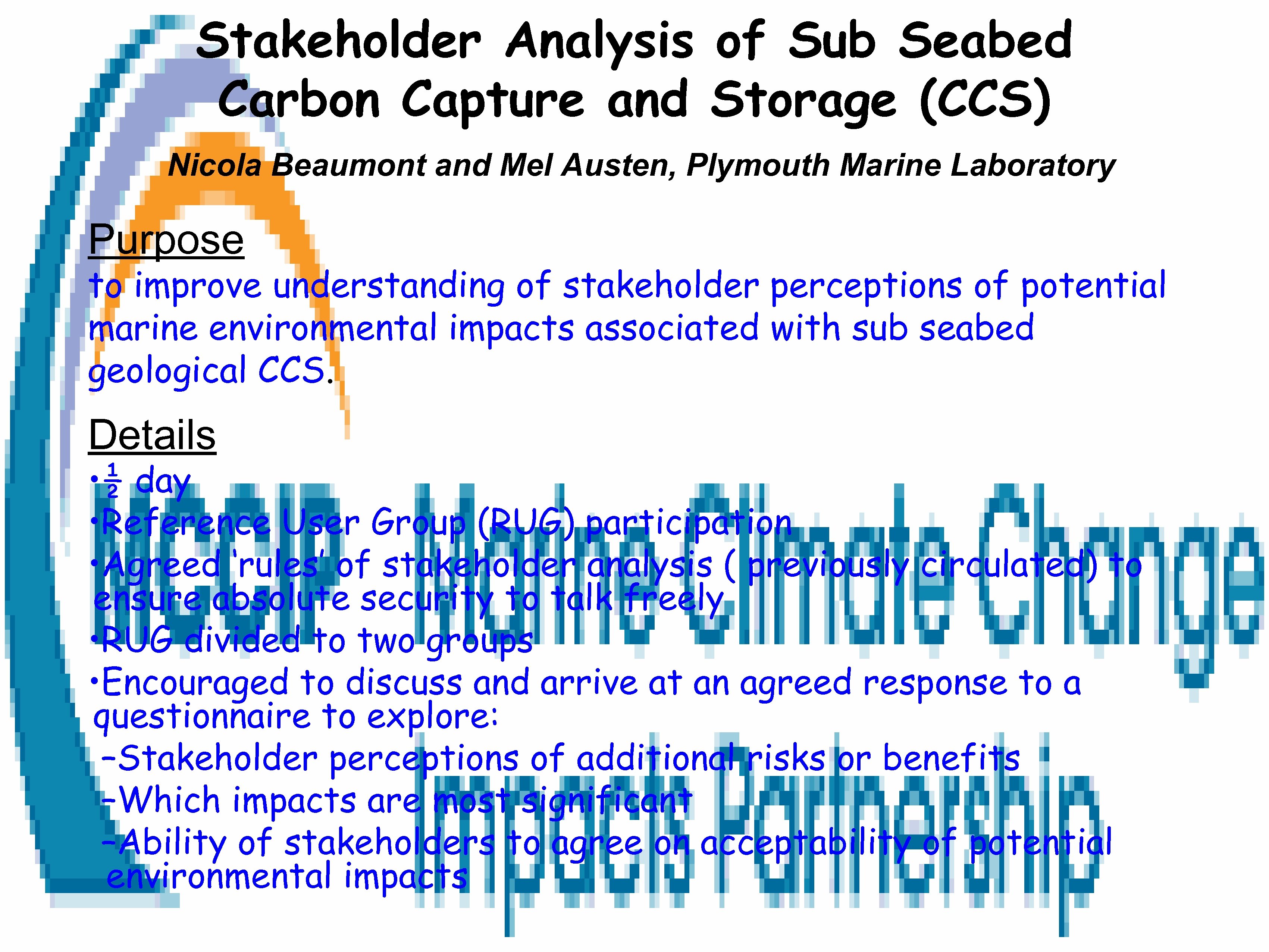 Stakeholder Analysis of Sub Seabed Carbon Capture and Storage (CCS) Nicola Beaumont and Mel
