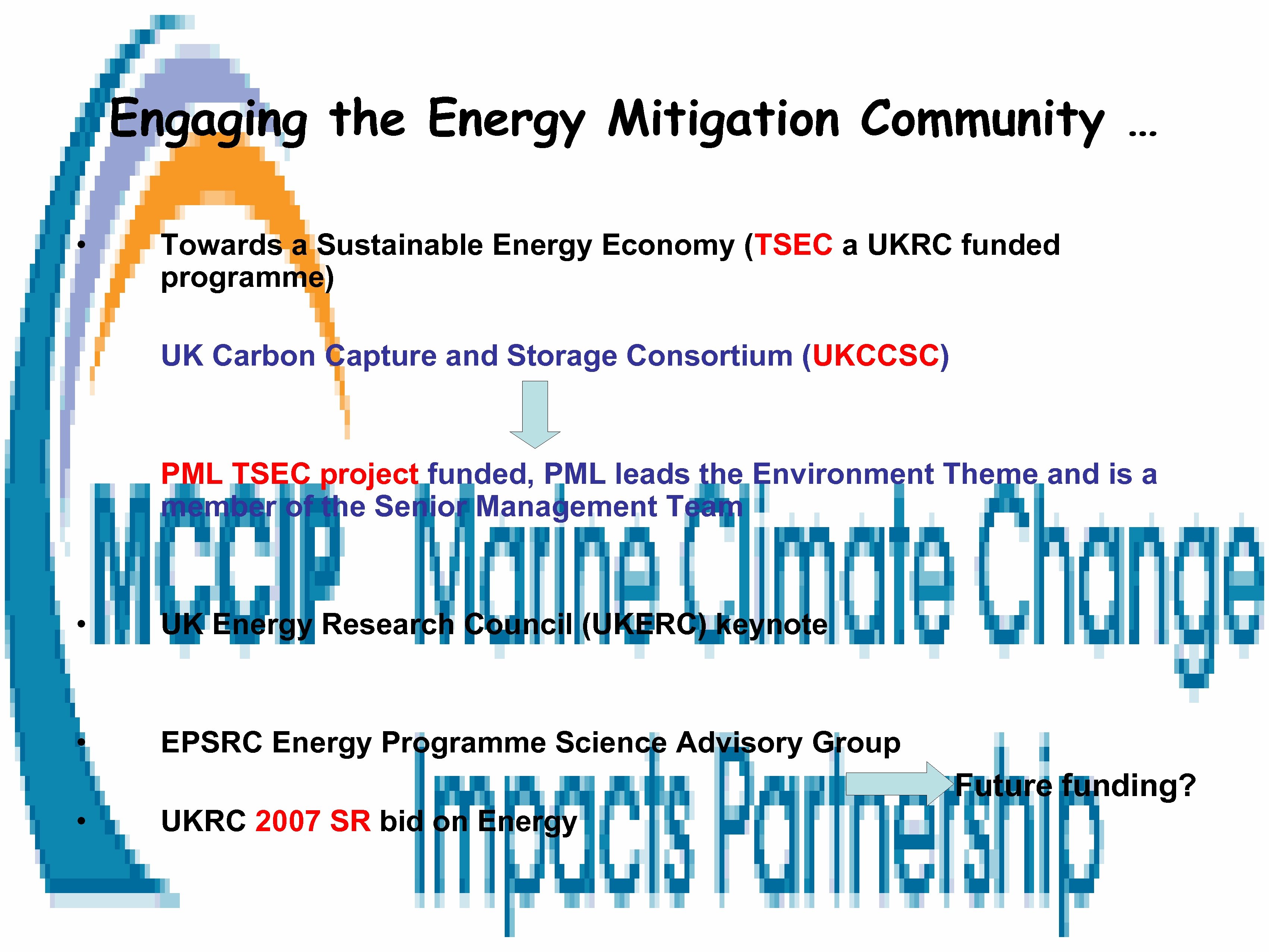 Engaging the Energy Mitigation Community … • Towards a Sustainable Energy Economy (TSEC a
