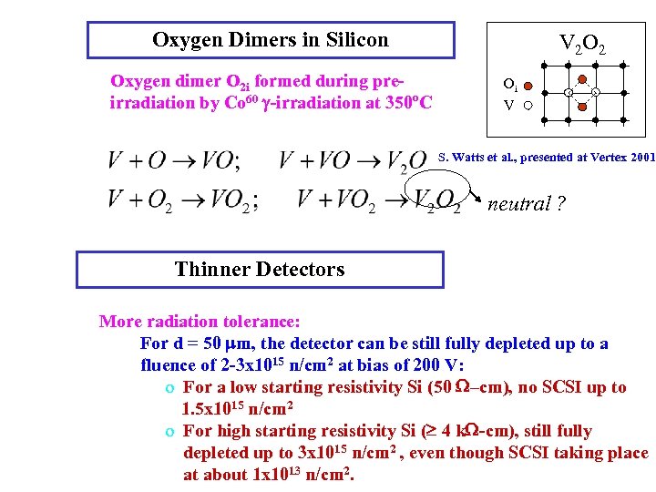 Oxygen Dimers in Silicon Oxygen dimer O 2 i formed during preirradiation by Co
