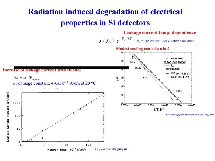 Radiation induced degradation of electrical properties in Si detectors 
