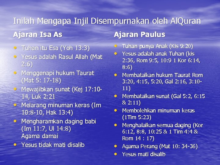 Inilah Mengapa Injil Disempurnakan oleh Al. Quran Ajaran Isa As Ajaran Paulus • Tuhan