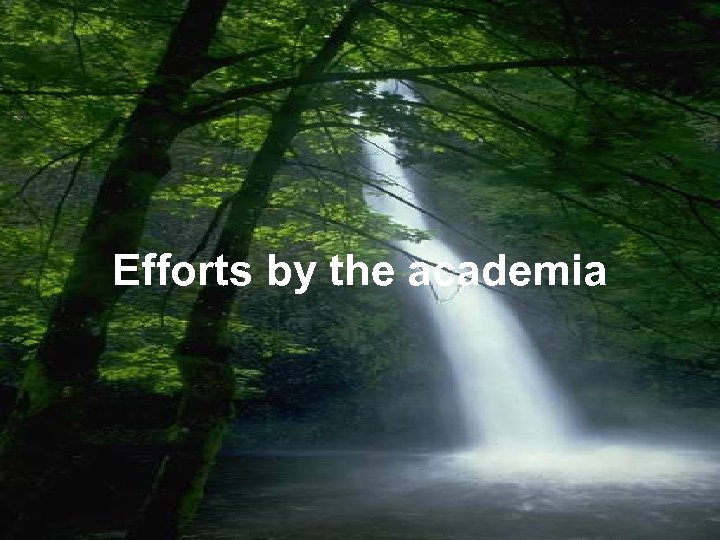 Efforts by the academia 