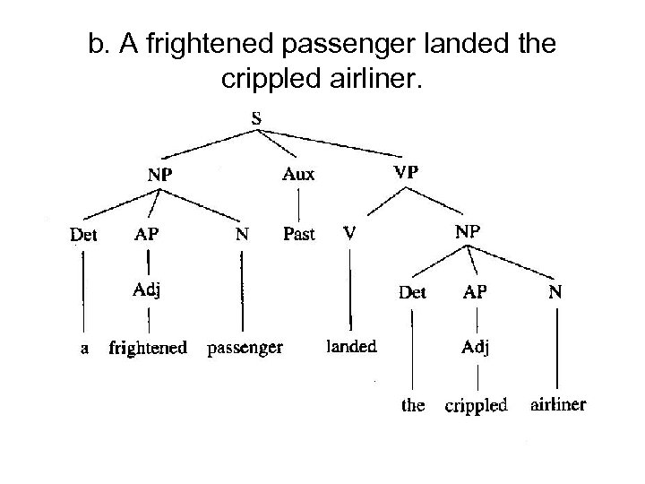 b. A frightened passenger landed the crippled airliner. 
