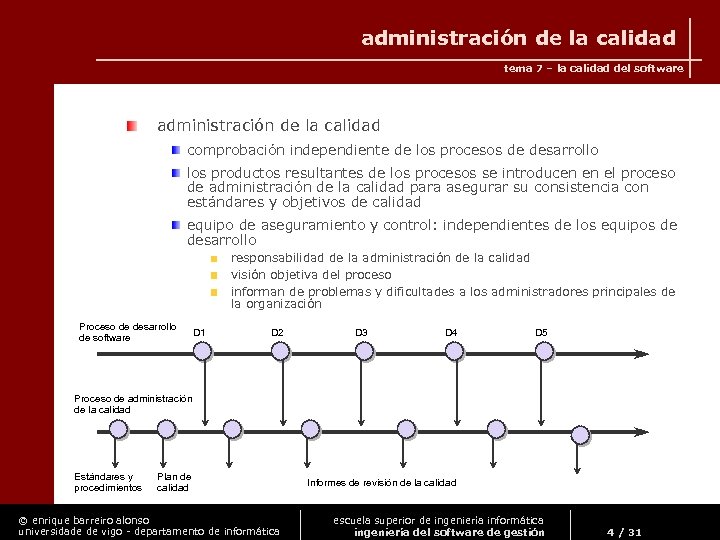 administración de la calidad tema 7 – la calidad del software administración de la