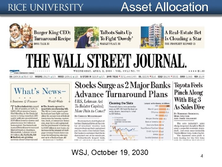 Asset Allocation WSJ, October 19, 2030 4 