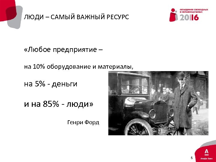 ЛЮДИ – САМЫЙ ВАЖНЫЙ РЕСУРС «Любое предприятие – на 10% оборудование и материалы, на