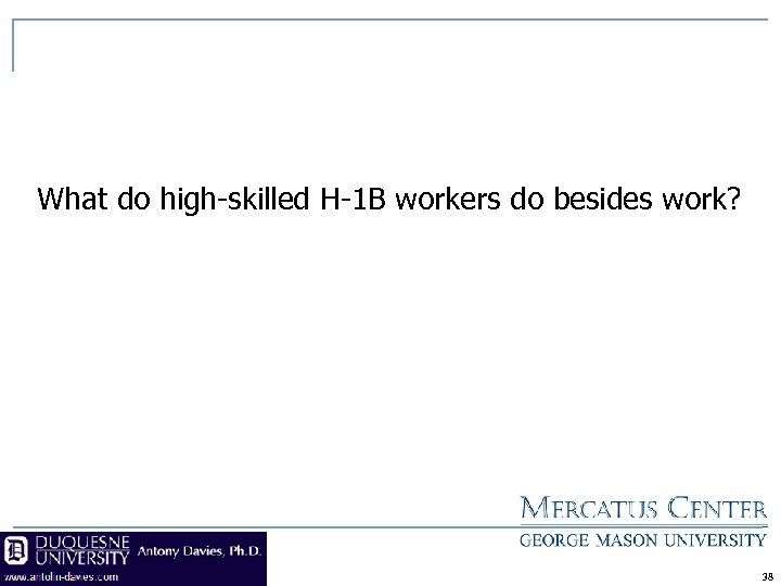 What do high-skilled H-1 B workers do besides work? 38 