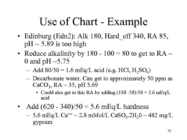 Use of Chart - Example • Edinburg (Edn 2): Alk 180, Hard_eff 340, RA