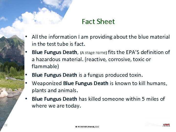 Fact Sheet • All the information I am providing about the blue material in