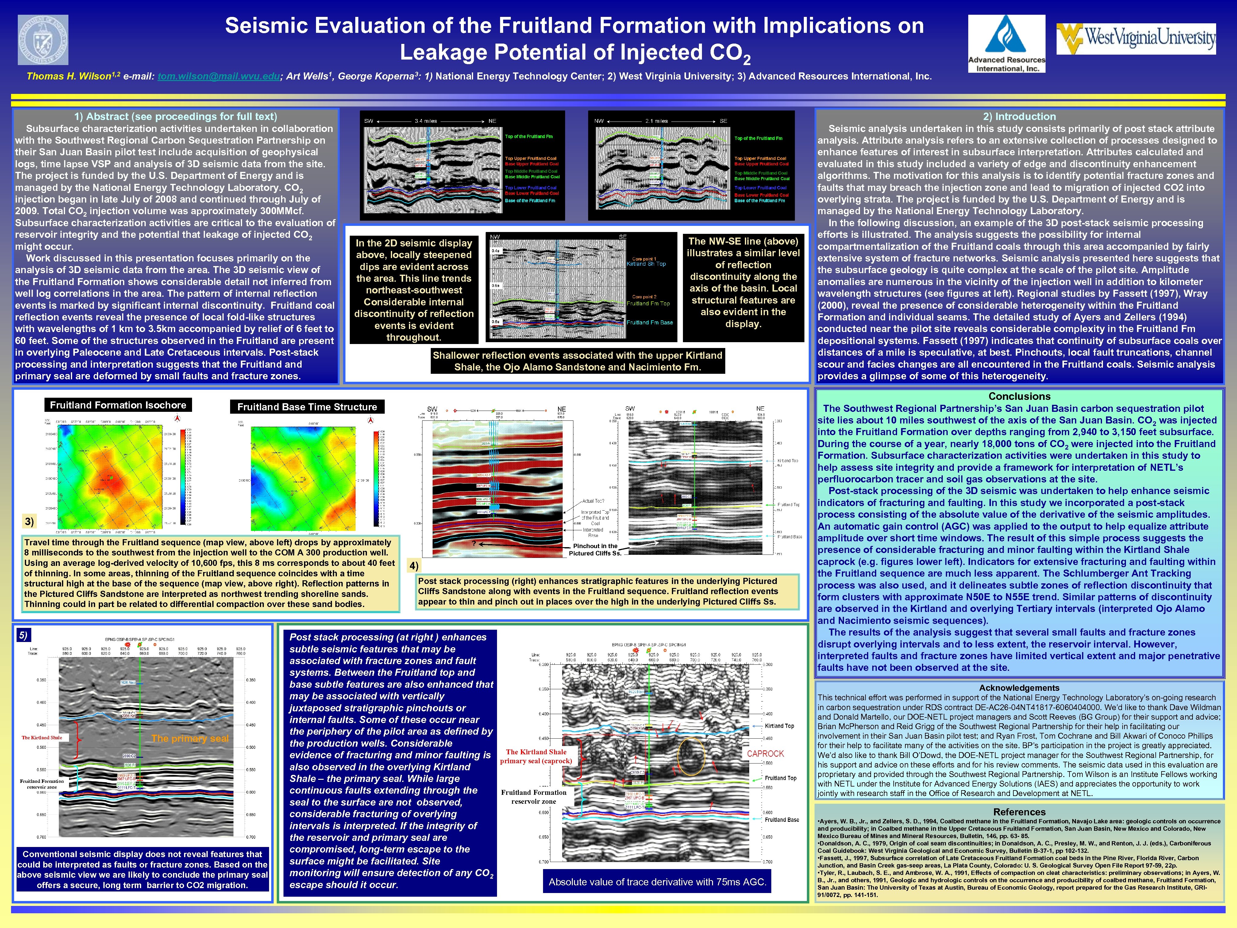 Seismic Evaluation of the Fruitland Formation with Implications on Leakage Potential of Injected CO