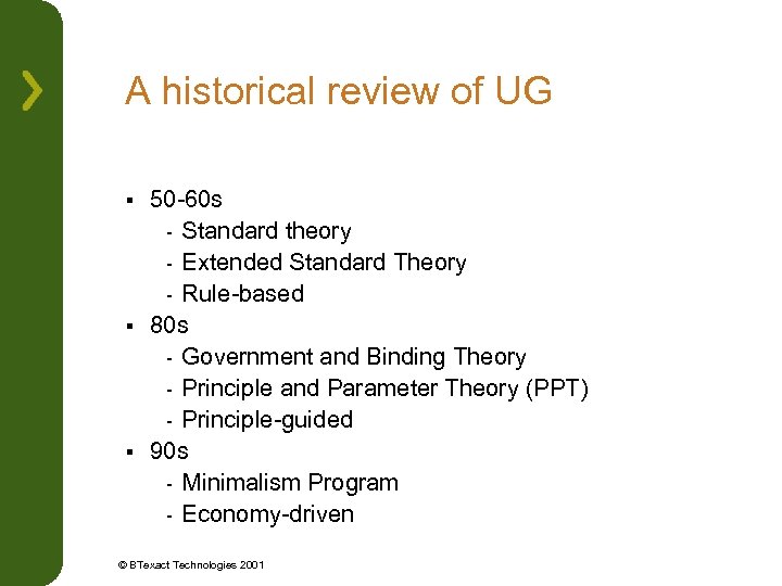 A historical review of UG 50 -60 s - Standard theory - Extended Standard