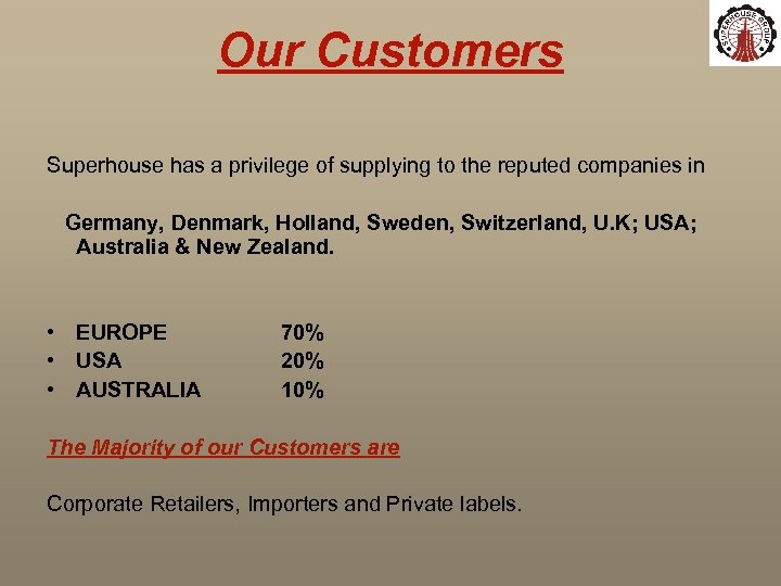 Our Customers Superhouse has a privilege of supplying to the reputed companies in Germany,