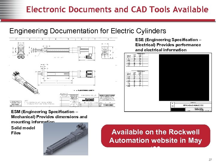 Electronic Documents and CAD Tools Available Engineering Documentation for Electric Cylinders ESE (Engineering Specification