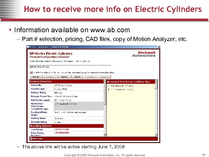 How to receive more info on Electric Cylinders • Information available on www. ab.