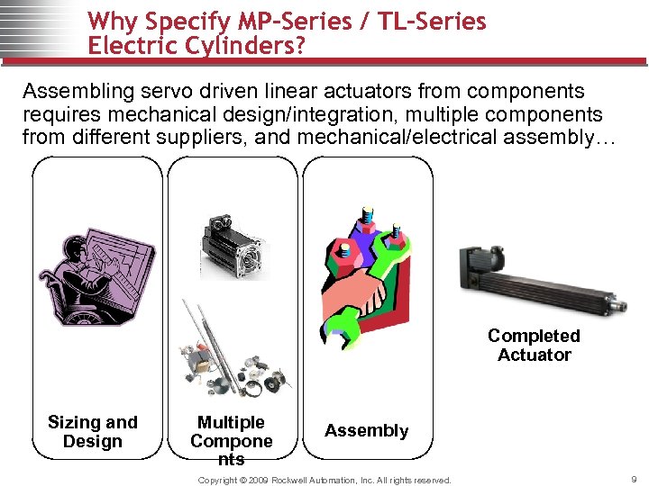 Why Specify MP-Series / TL-Series Electric Cylinders? Assembling servo driven linear actuators from components