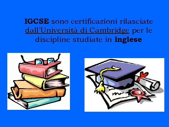 IGCSE sono certificazioni rilasciate dall’Università di Cambridge per le discipline studiate in inglese. 