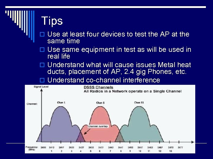 Tips o Use at least four devices to test the AP at the same