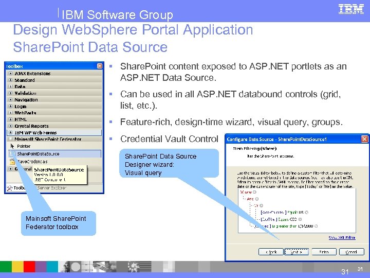 IBM Software Group Design Web. Sphere Portal Application Share. Point Data Source § Share.