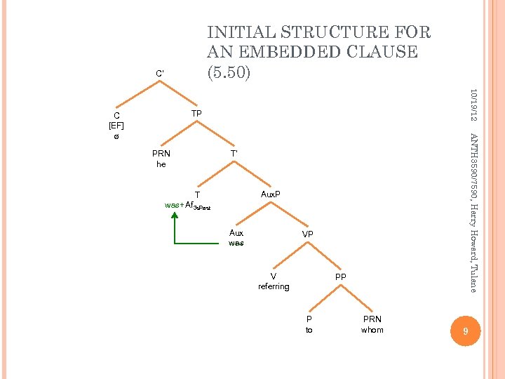 INITIAL STRUCTURE FOR AN EMBEDDED CLAUSE (5. 50) C’ 10/19/12 TP PRN he ANTH