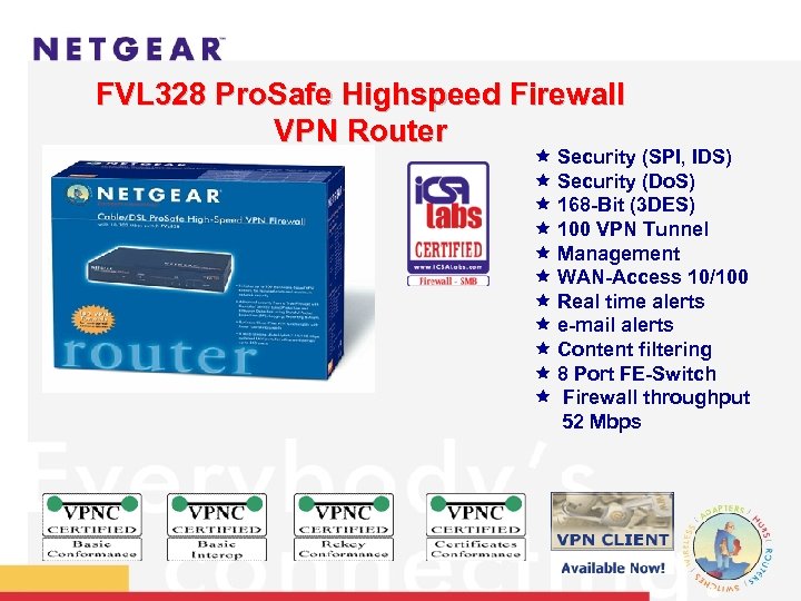 FVL 328 Pro. Safe Highspeed Firewall VPN Router ê Security (SPI, IDS) ê Security