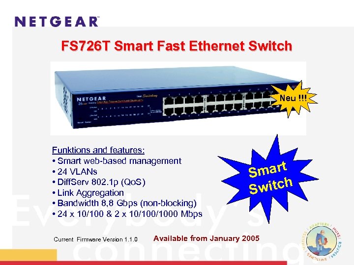 FS 726 T Smart Fast Ethernet Switch Neu !!! Funktions and features: • Smart