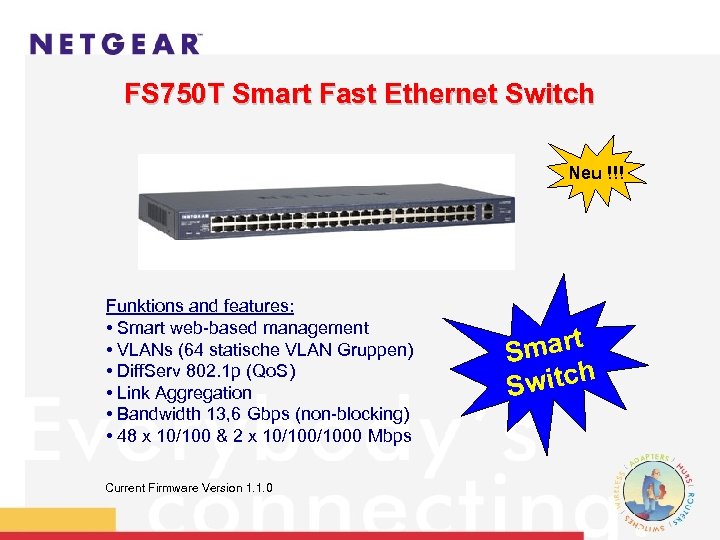 FS 750 T Smart Fast Ethernet Switch Neu !!! Funktions and features: • Smart