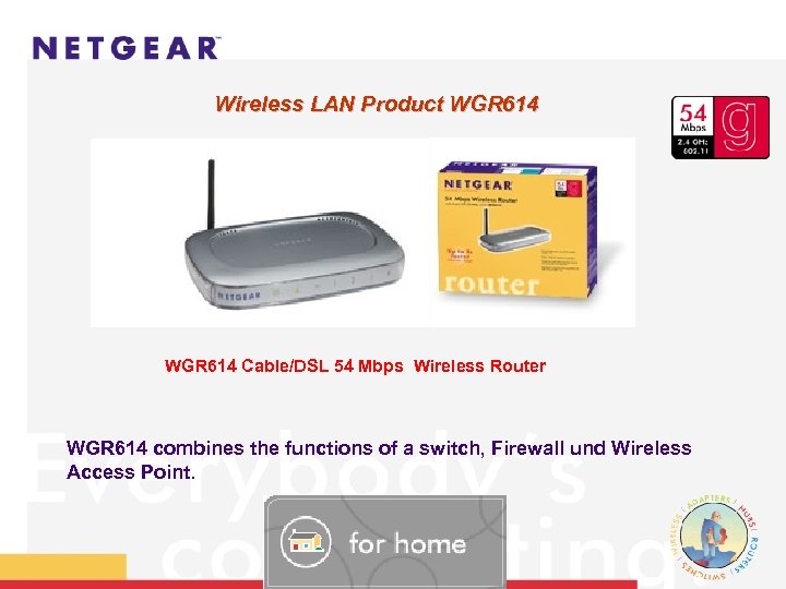 Wireless LAN Product WGR 614 WGR 614 Cable/DSL 54 Mbps Wireless Router WGR 614