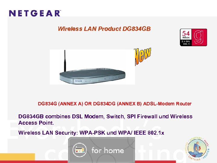 Wireless LAN Product DG 834 GB DG 834 G (ANNEX A) OR DG 834