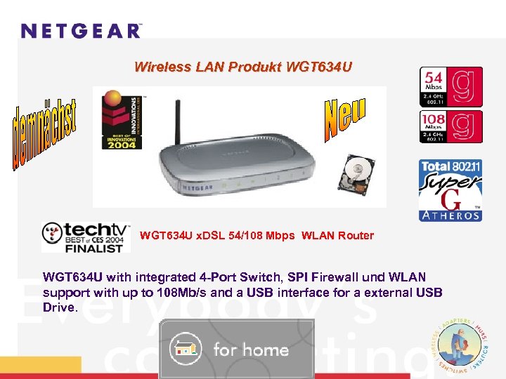 Wireless LAN Produkt WGT 634 U WGT 634 U x. DSL 54/108 Mbps WLAN