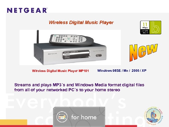 Wireless Digital Music Player MP 101 Windows 98 SE / Me / 2000 /