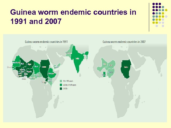 Guinea worm endemic countries in 1991 and 2007 