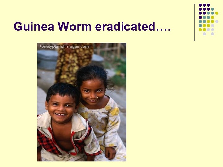 Guinea Worm eradicated…. 