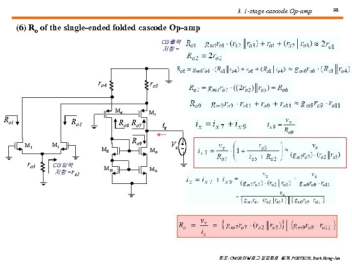 3. 1 -stage cascode Op-amp 98 (6) Ro of the single-ended folded cascode Op-amp