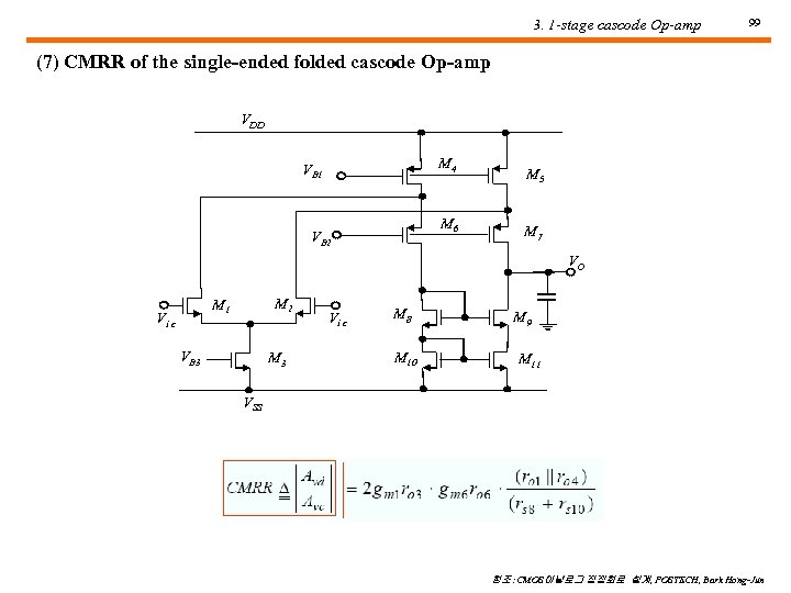 3. 1 -stage cascode Op-amp 99 (7) CMRR of the single-ended folded cascode Op-amp