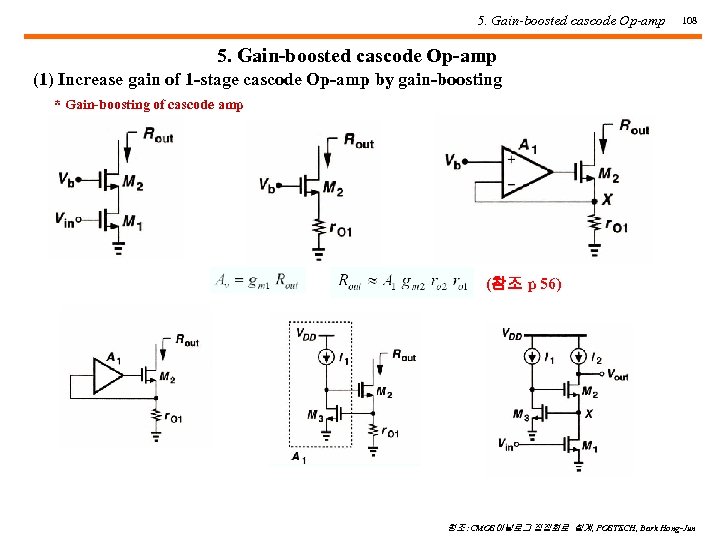 5. Gain-boosted cascode Op-amp 108 5. Gain-boosted cascode Op-amp (1) Increase gain of 1