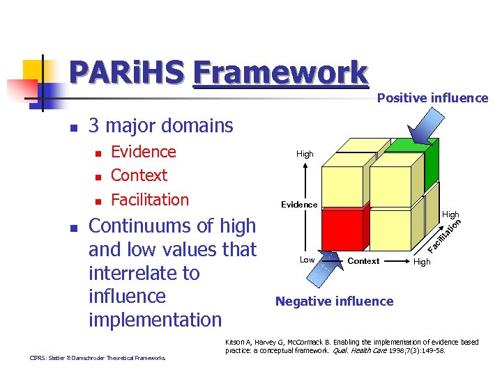 PARi. HS Framework 3 major domains Continuums of high and low values that interrelate