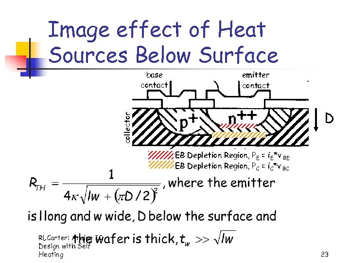 Image effect of Heat Sources Below Surface emitter contact D collector base contact EB