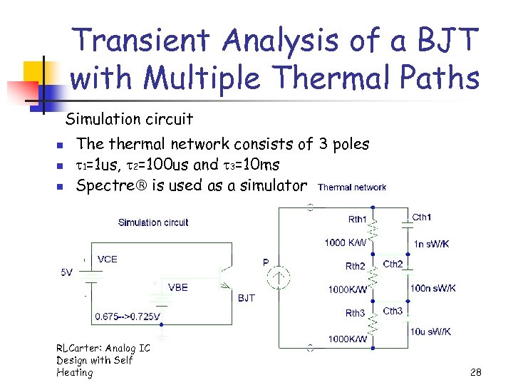 Transient Analysis of a BJT with Multiple Thermal Paths Simulation circuit n n n