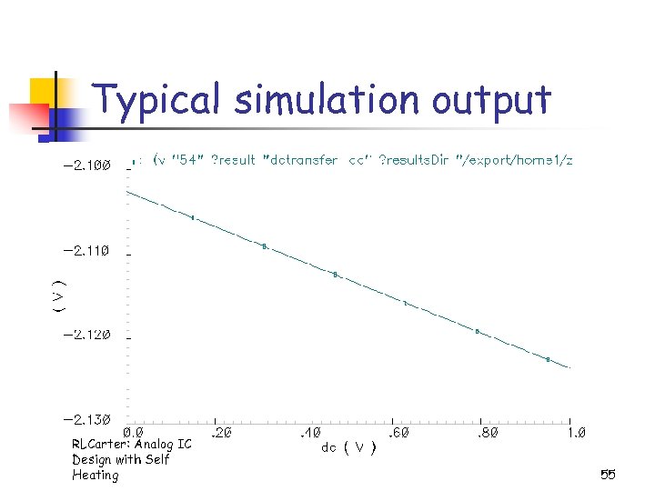 Typical simulation output RLCarter: Analog IC Design with Self Heating 55 