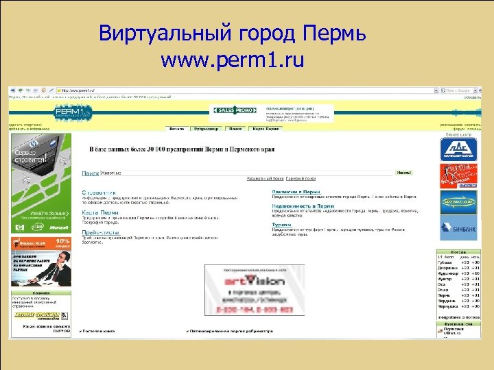 Виртуальный город Пермь www. perm 1. ru 