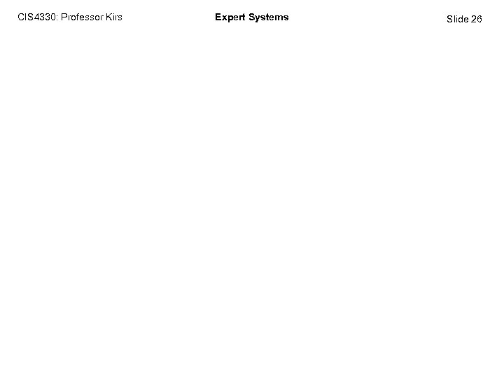 CIS 4330: Professor Kirs Expert Systems Slide 26 