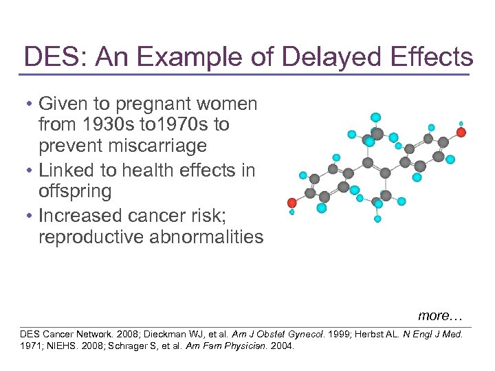 DES: An Example of Delayed Effects • Given to pregnant women from 1930 s