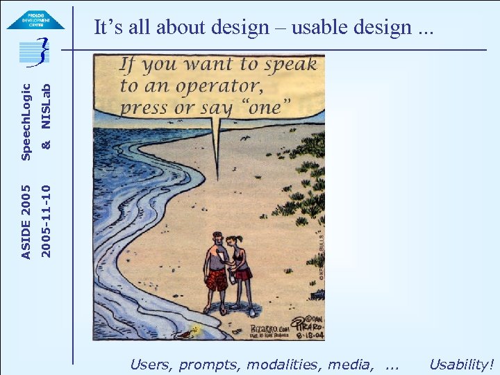 NISLab & 2005 -11 -10 ASIDE 2005 Speech. Logic It’s all about design –