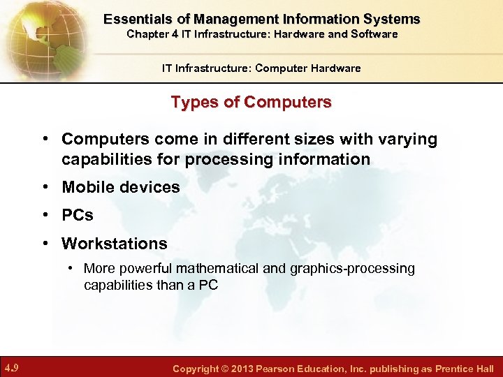 Essentials of Management Information Systems Chapter 4 IT Infrastructure: Hardware and Software IT Infrastructure: